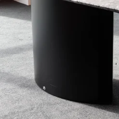 Draenert Esstische|Esstisch Adler ll Platte Gneis Silver Paradiso Grau Geledert Sockel Oval Schwarz Beschichtet Ohne Rollen