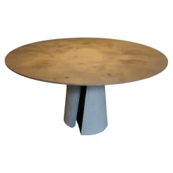 Girsberger Esstische|Esstisch Anto Asteiche Schieferschwarz Gespachtelt Gebürstet Grau Gekalkt Naturmatt Lackiert Fuß Beton Natur