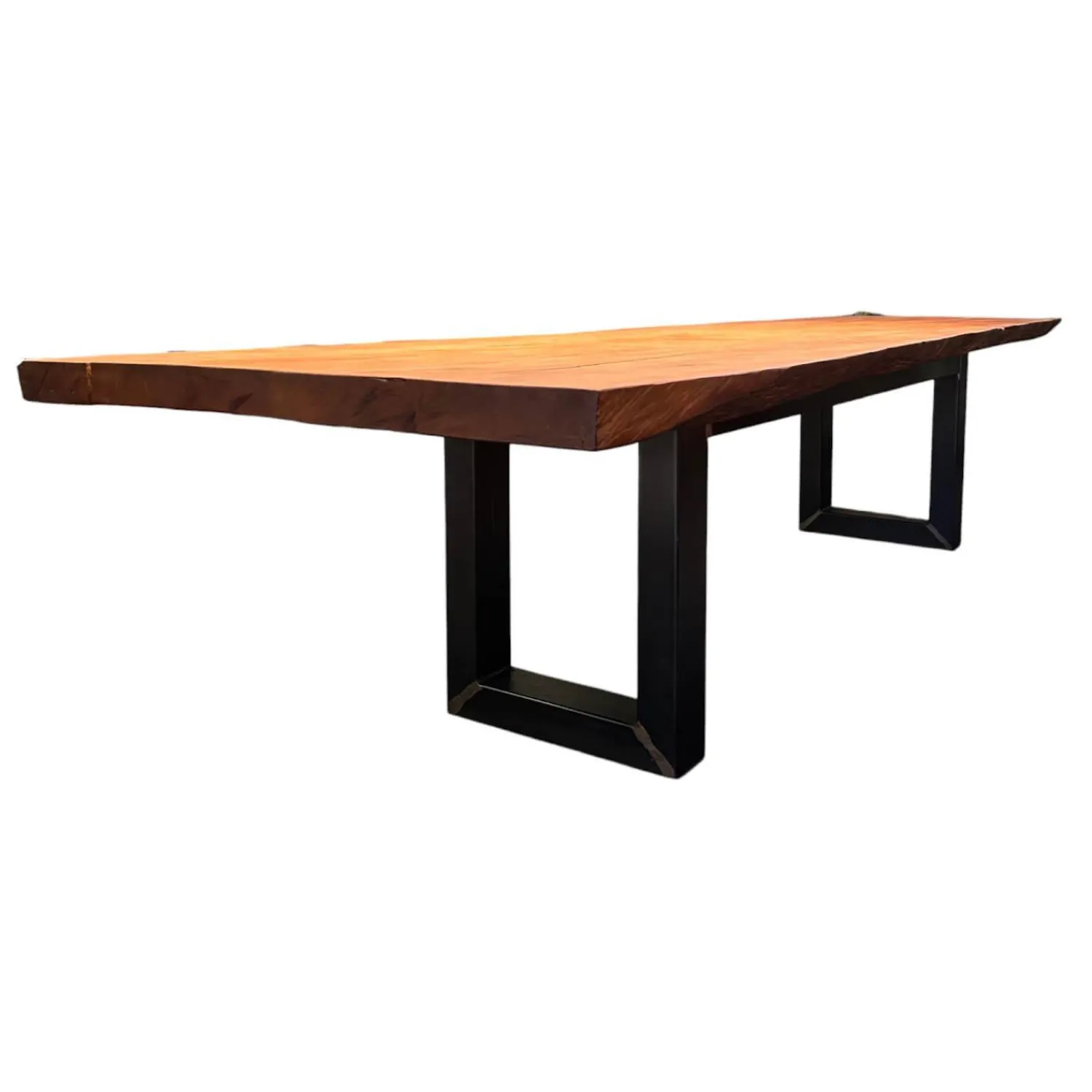 Riva1920 Esstische|Esstisch Auckland Platte Holz Kauri Oberfläche Geschliffen Gestell Natureisen Geölt Schwarz