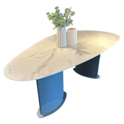 Bert Plantagie Esstische|Esstisch Belia Stein Dekton Natural Aura Gestell Blau Grau RAL 7031 Blue Grey