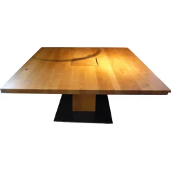 Riva1920 Esstische|Esstisch Boss Executive Quadrat 3 Massivholz Eiche Geölt Bodenplatte Natureisen Matt Transparent Lackiert