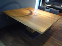 Riva1920 Esstische|Esstisch Boss Executive Quadrat 3 Massivholz Eiche Geölt Bodenplatte Natureisen Matt Transparent Lackiert