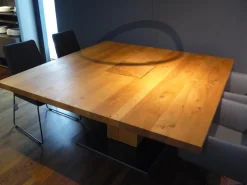 Riva1920 Esstische|Esstisch Boss Executive Quadrat 3 Massivholz Eiche Geölt Bodenplatte Natureisen Matt Transparent Lackiert