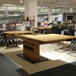 MCA Esstische|Esstisch Brest Wildeiche Geölt Bodenplatte Schwarzgrau Mit Synchronauszug