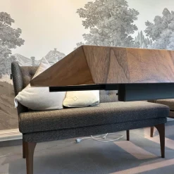 Rodam Esstische|Esstisch Carreau Platte Nussbaum Splint Rautenförmiger Zentralfuß Untergestell Eiche Lack Carbon