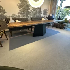 Rodam Esstische|Esstisch Carreau Platte Nussbaum Splint Rautenförmiger Zentralfuß Untergestell Eiche Lack Carbon