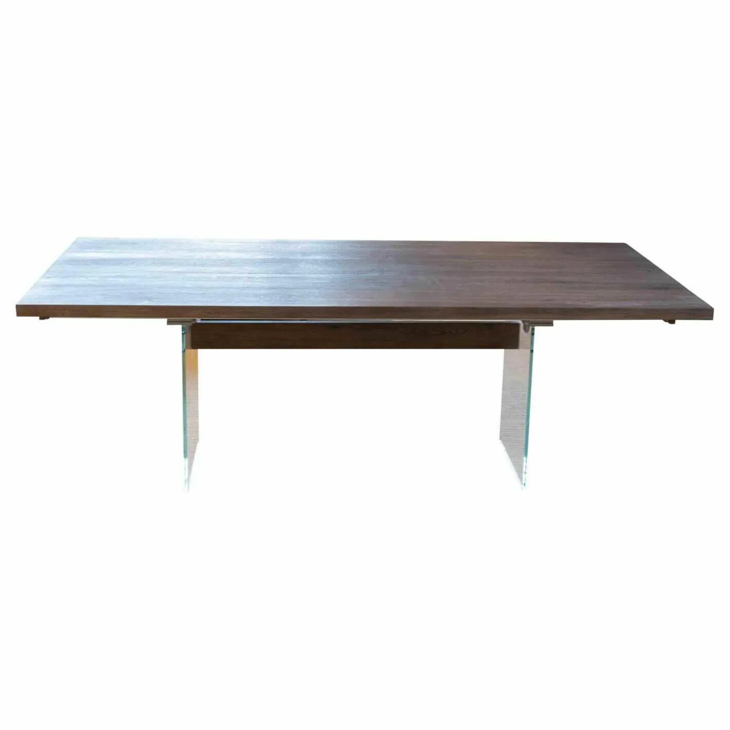 kf furniture Esstische|Esstisch Contur Eiche Astig Gebürstet Geräuchert Und Weiß Geölt Mit Glaswangen Optiwhite Mit Auszug