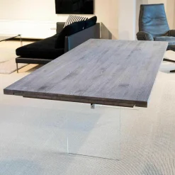 kf furniture Esstische|Esstisch Contur Eiche Astig Gebürstet Geräuchert Und Weiß Geölt Mit Glaswangen Optiwhite Mit Auszug