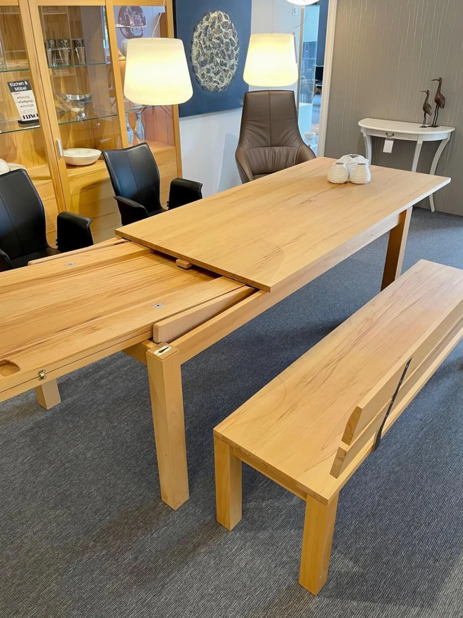 Rodam Essgruppen|Esstisch Dacapo Kernbuche Massiv Natur Geölt Mit Klappeinlage Inklusive Sitzbank