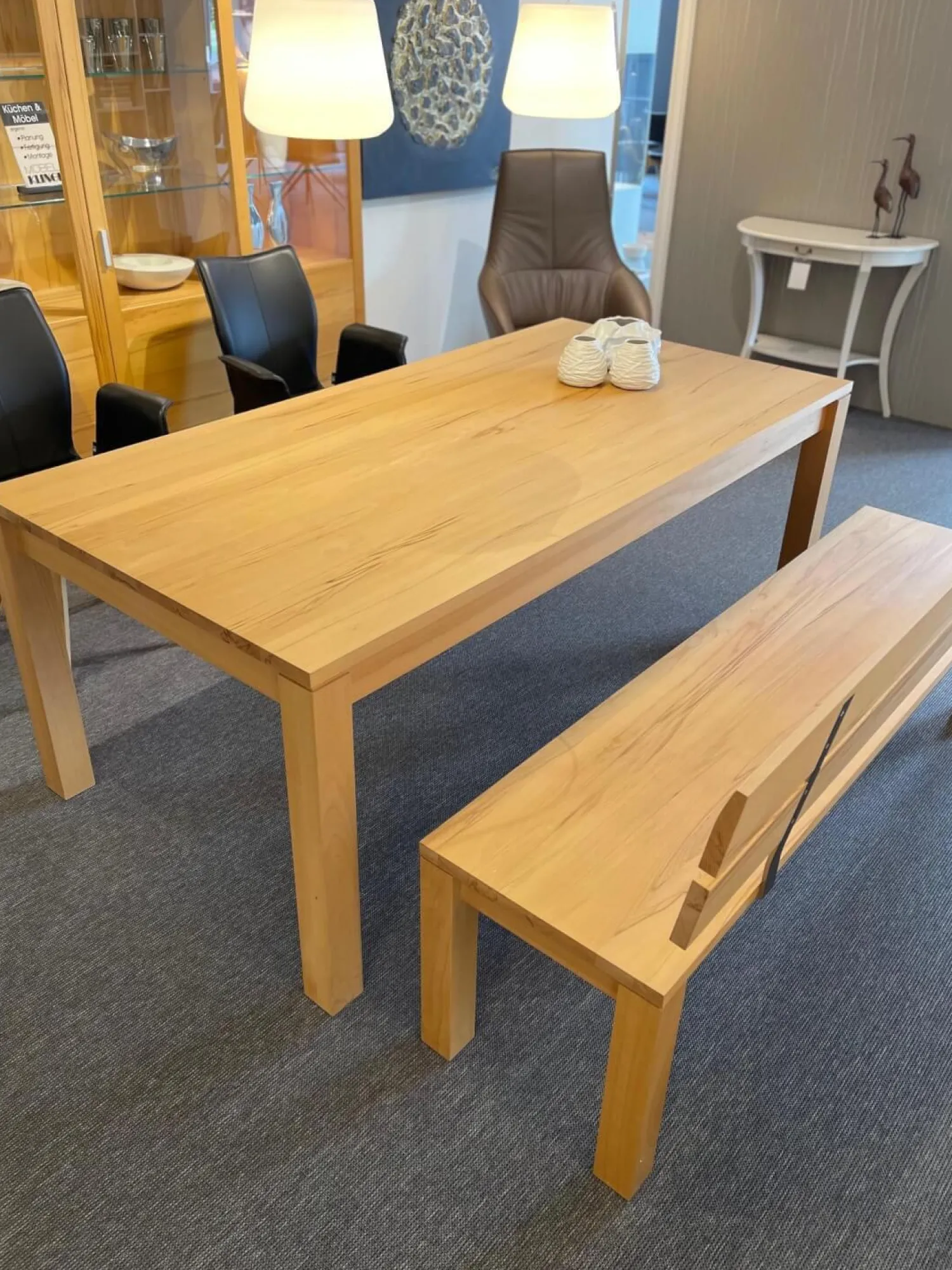 Rodam Essgruppen|Esstisch Dacapo Kernbuche Massiv Natur Geölt Mit Klappeinlage Inklusive Sitzbank