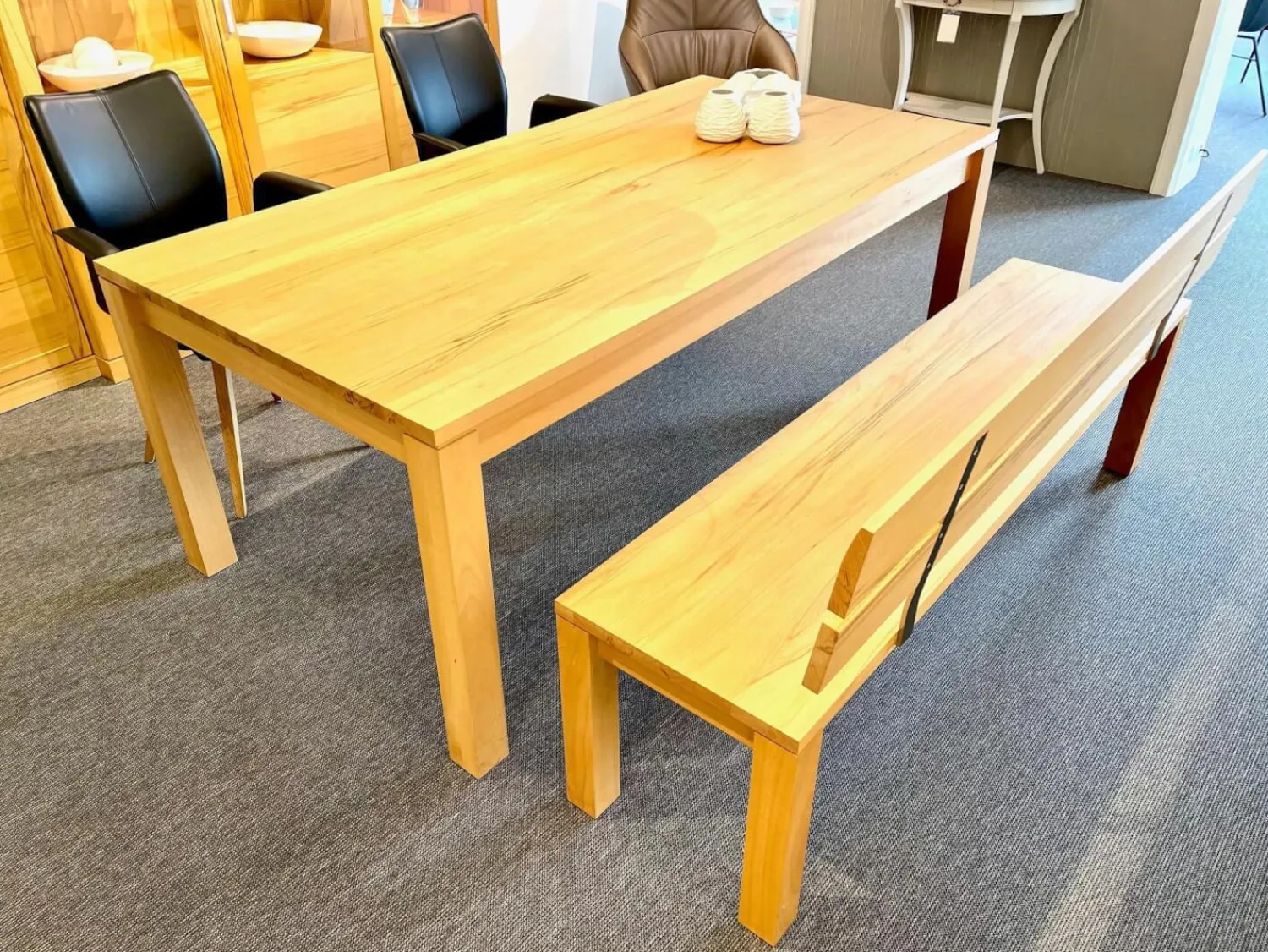 Rodam Essgruppen|Esstisch Dacapo Kernbuche Massiv Natur Geölt Mit Klappeinlage Inklusive Sitzbank