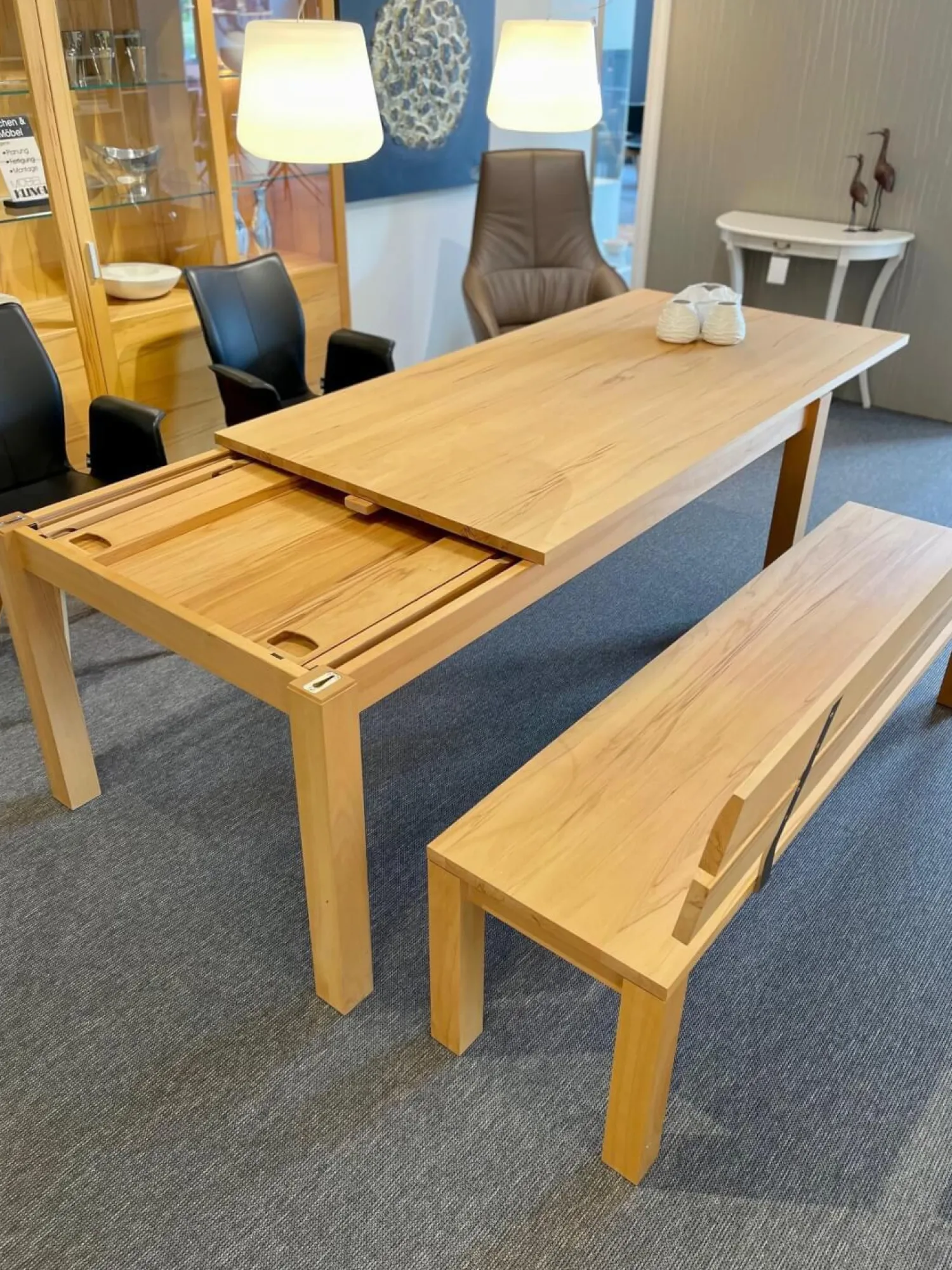 Rodam Essgruppen|Esstisch Dacapo Kernbuche Massiv Natur Geölt Mit Klappeinlage Inklusive Sitzbank