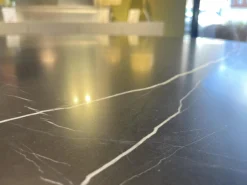 Interlübke Esstische|Esstisch Duero Rund Tischplatte Keramik LC 7011 Schwarz Mit Weißen Akzenten Gestell Metall Pulverbeschichtet Schwarz