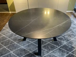 Interlübke Esstische|Esstisch Duero Rund Tischplatte Keramik LC 7011 Schwarz Mit Weißen Akzenten Gestell Metall Pulverbeschichtet Schwarz