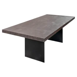 ASCO Esstische|Esstisch Duo Brandeiche Schwarz Strukturiert Und Gebürstet Geölte HolzausführungHirnholzblöcke Schwarz Füße Stahl Pulverbeschichtet Schwarz