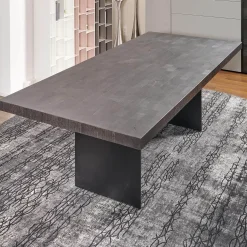 ASCO Esstische|Esstisch Duo Brandeiche Schwarz Strukturiert Und Gebürstet Geölte HolzausführungHirnholzblöcke Schwarz Füße Stahl Pulverbeschichtet Schwarz