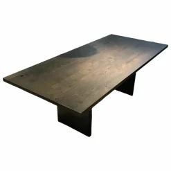 kf furniture Esstische|Esstisch Erik Eiche mit gerader Kante Gestell Rohstahl Kaltgewalzt