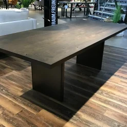 kf furniture Esstische|Esstisch Erik Eiche mit gerader Kante Gestell Rohstahl Kaltgewalzt