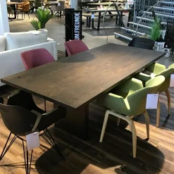 kf furniture Esstische|Esstisch Erik Eiche mit gerader Kante Gestell Rohstahl Kaltgewalzt