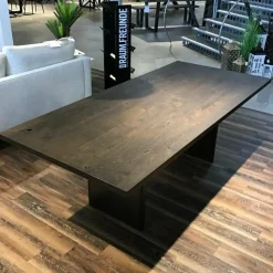 kf furniture Esstische|Esstisch Erik Eiche mit gerader Kante Gestell Rohstahl Kaltgewalzt