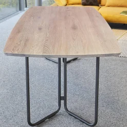 Raum.Freunde Esstische|Esstisch Erik Typ 4750 Platte Astige Eiche Geräuchert Gestell Metall Rundrohr Schwarz