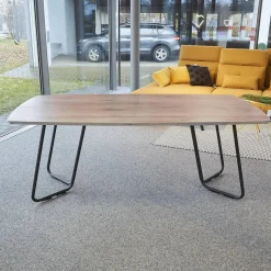 Raum.Freunde Esstische|Esstisch Erik Typ 4750 Platte Astige Eiche Geräuchert Gestell Metall Rundrohr Schwarz