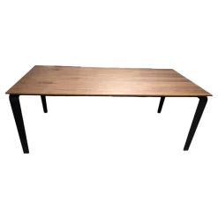 Gwinner Esstische|Esstisch ET524 200 Platte Nussbaum Natur Geplankt Lackiert Gestell Schwarz Lackiert Mit Auszug Ohne Stühle