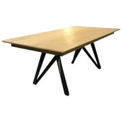 Venjakob Esstische|Esstisch ET116 Ron Wildeiche Hell Soft Gebürstet Gestell Anthrazit mit Klappeinlage