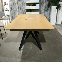 Venjakob Esstische|Esstisch ET116 Ron Wildeiche Hell Soft Gebürstet Gestell Anthrazit mit Klappeinlage