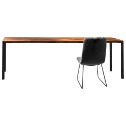 ASCO Esstische|Esstisch Ferro Line 220x90 Nussbaum Geölt Rustikal Gestell Schwarz