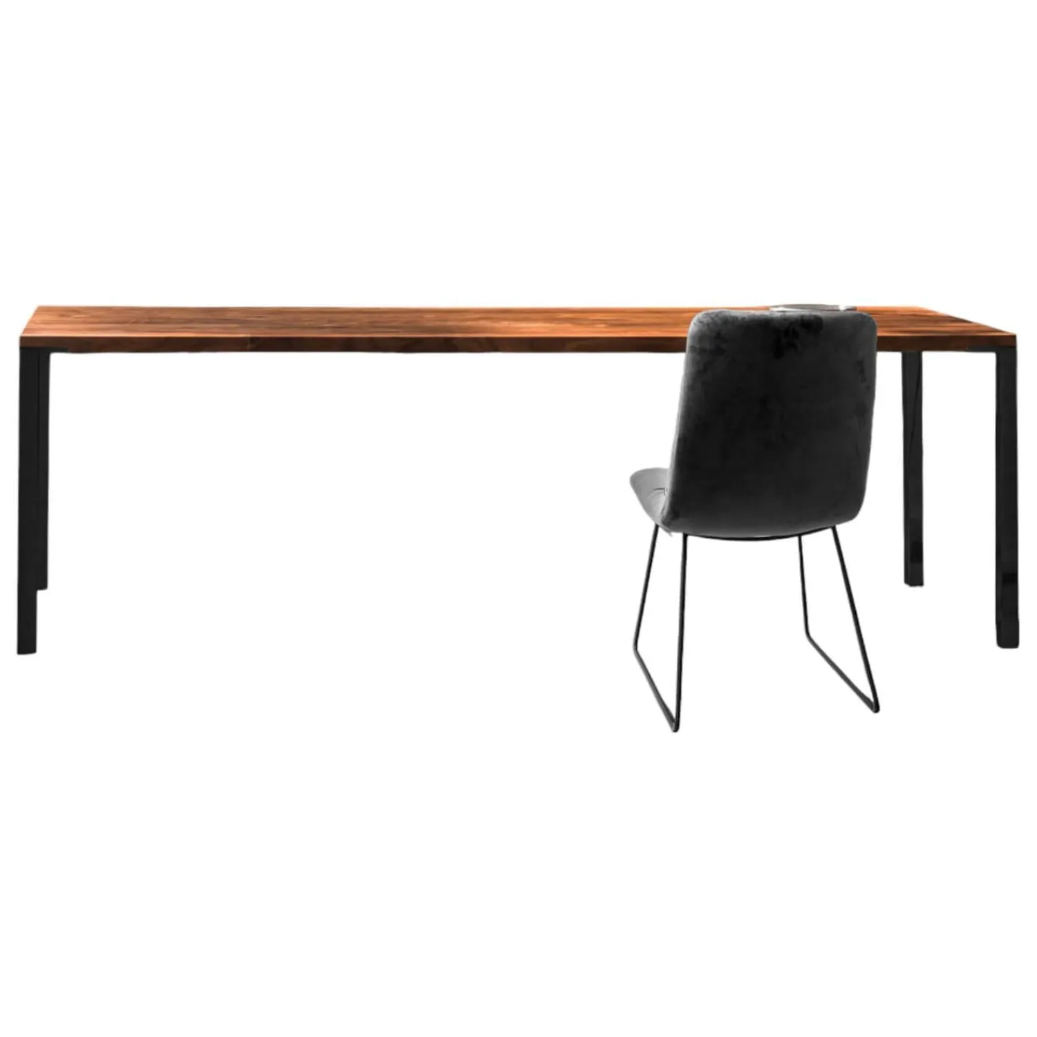 ASCO Esstische|Esstisch Ferro Line 220x90 Nussbaum Geölt Rustikal Gestell Schwarz