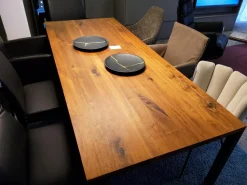 ASCO Esstische|Esstisch Ferro Line 220x90 Nussbaum Geölt Rustikal Gestell Schwarz