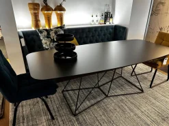 IP Design Esstische|Esstisch Flow Platte HPL Anthrazit Drahtgestell Schwarz