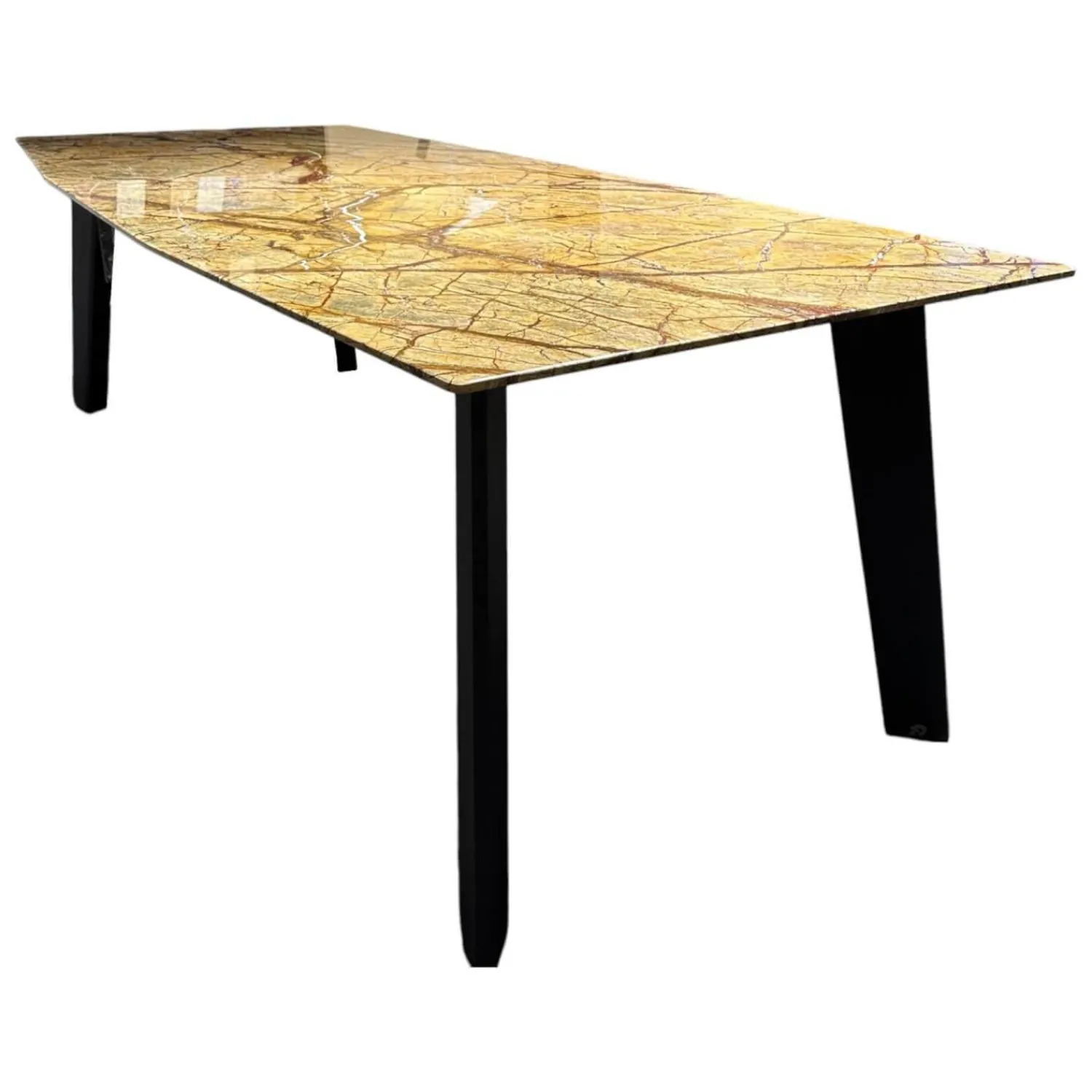 Draenert Esstische|Esstisch Fontana In Stein Forest Brown Braun Beige Trapezförmig Poliert Kante Sockel Vierbeiner Eiche Dunkelgrau