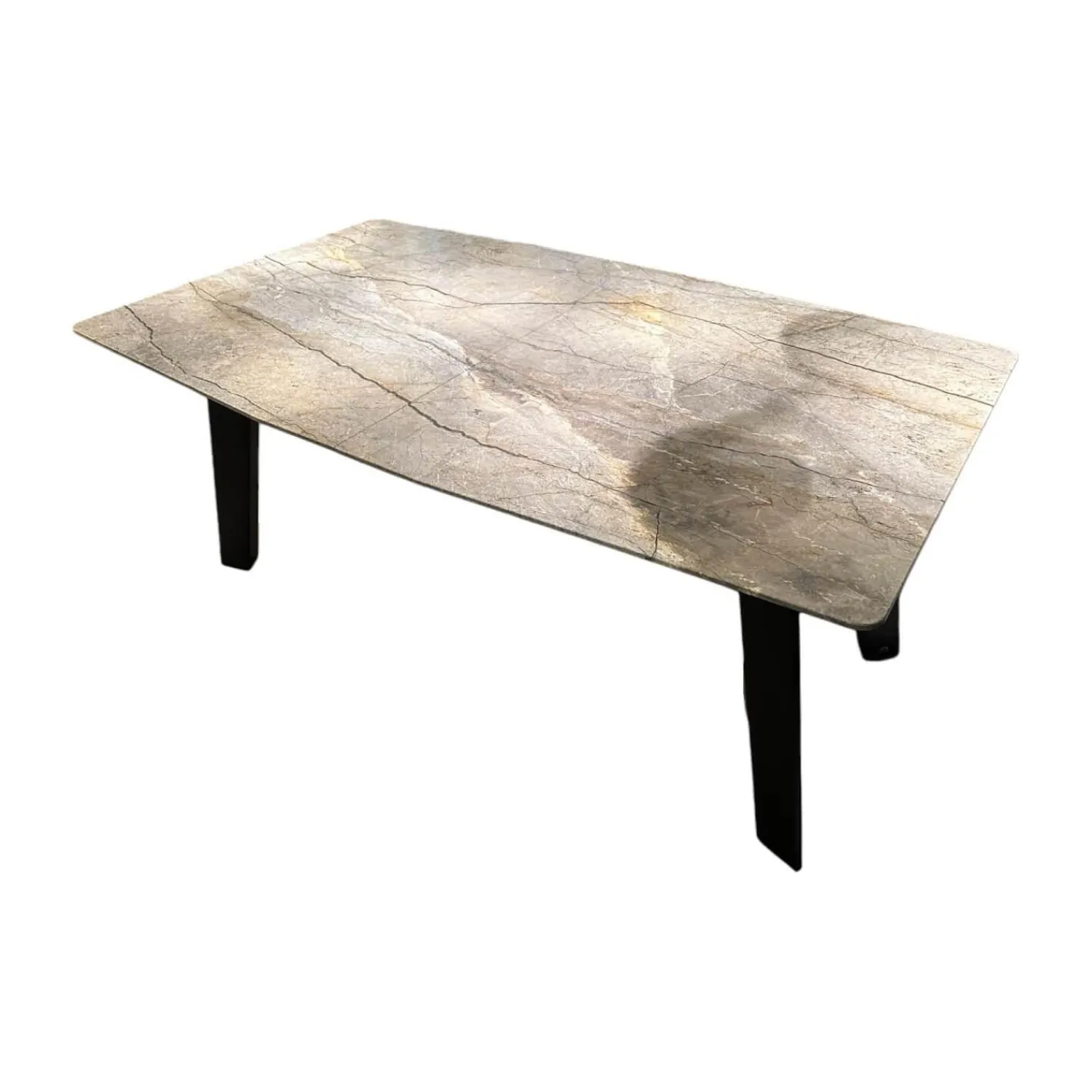 Draenert Esstische|Esstisch Fontana Platte Stein Oxford Grey Grau Gestell Eiche Dunkelgrau Ausziehbar