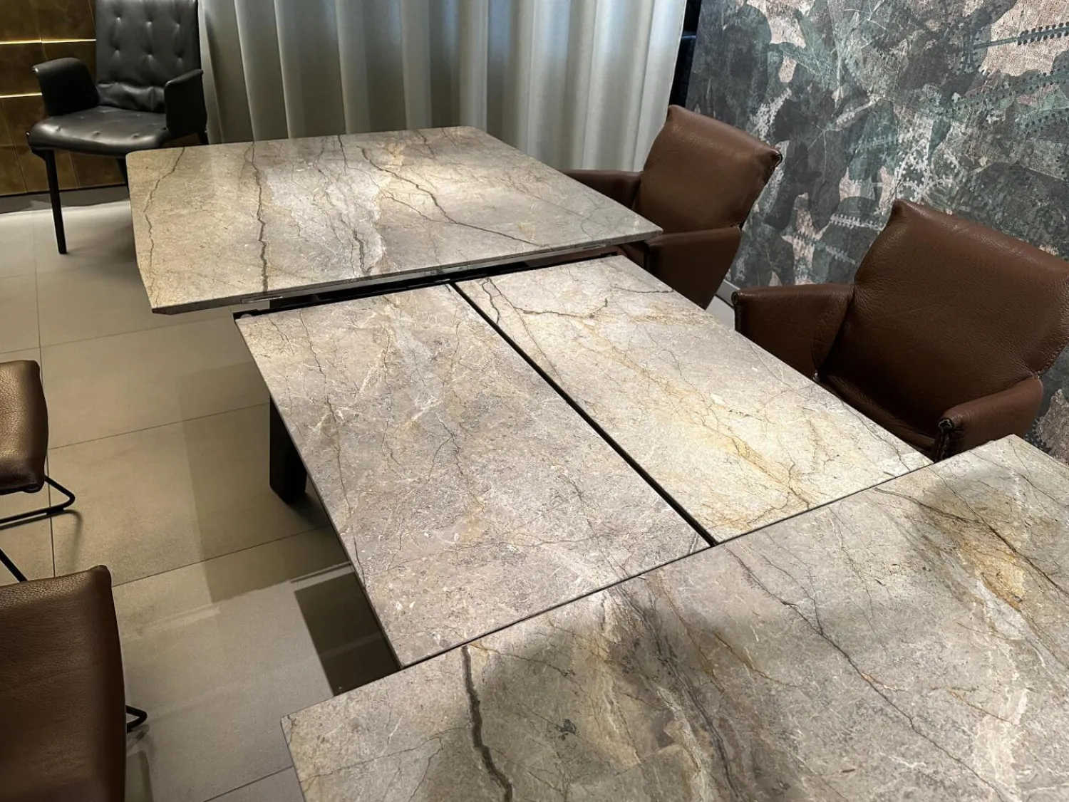 Draenert Esstische|Esstisch Fontana Platte Stein Oxford Grey Grau Gestell Eiche Dunkelgrau Ausziehbar