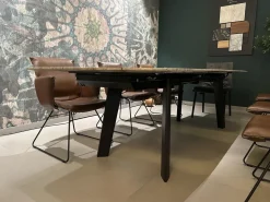 Draenert Esstische|Esstisch Fontana Platte Stein Oxford Grey Grau Gestell Eiche Dunkelgrau Ausziehbar