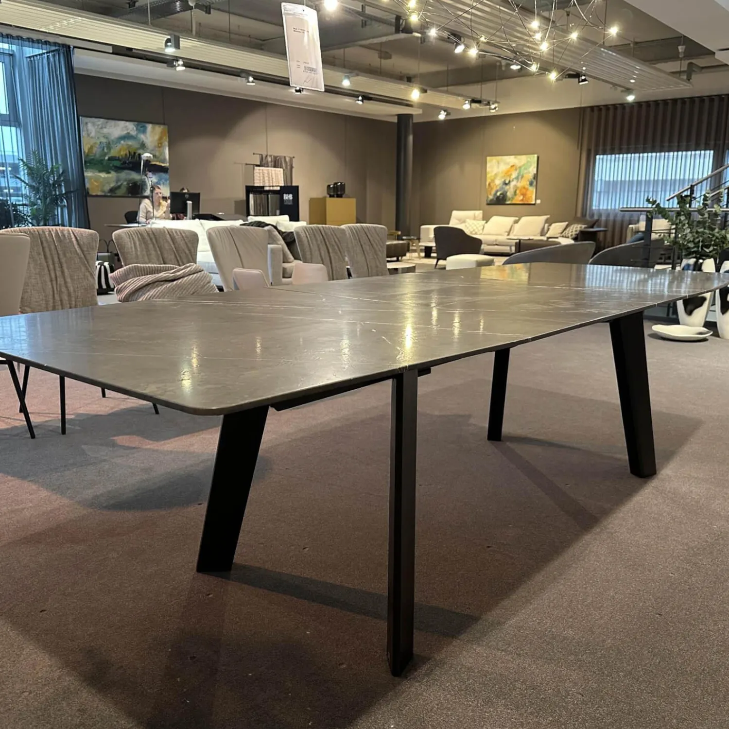 Draenert Esstische|Esstisch Fontana Stein Grafit Brown Grau Gestell Mooreiche Gebeizt Lackiert Schwarz