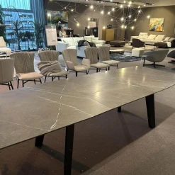 Draenert Esstische|Esstisch Fontana Stein Grafit Brown Grau Gestell Mooreiche Gebeizt Lackiert Schwarz