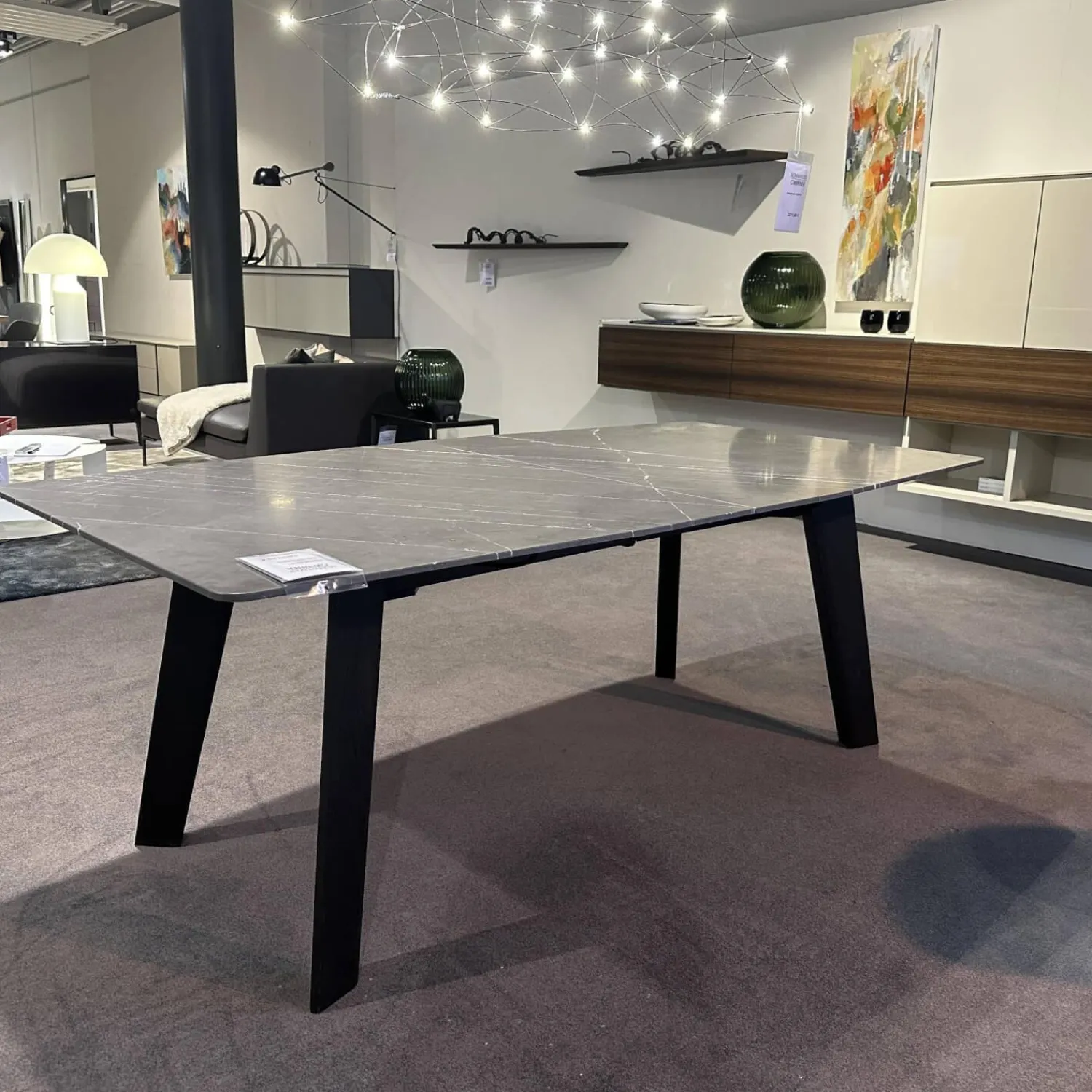 Draenert Esstische|Esstisch Fontana Stein Grafit Brown Grau Gestell Mooreiche Gebeizt Lackiert Schwarz