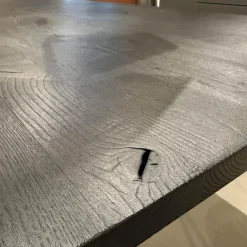 ASCO Esstische|Esstisch Frame Platte Brandeiche Rustical Schwarz Strukturiert Gebürstet Gestell Beton