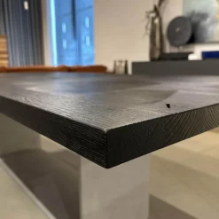 ASCO Esstische|Esstisch Frame Platte Brandeiche Rustical Schwarz Strukturiert Gebürstet Gestell Beton