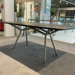 Lavida Esstische|Esstisch Freiform Tischplatte Keramik Marmor Dunkel Gestell Edelstahl Matt