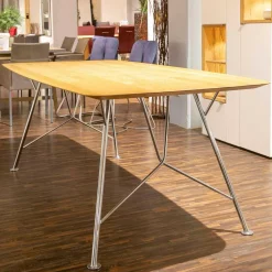 Gallery M Esstische|Esstisch GM Tempra Asteiche Gestell Metall Chrom Hochglanz