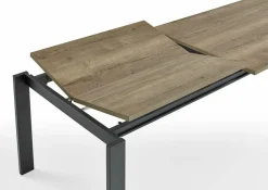 Niehoff Esstische|Esstisch Hamilton Platte Dekor Struktureiche Terra Gestell Metall Schwarz mit Auszug