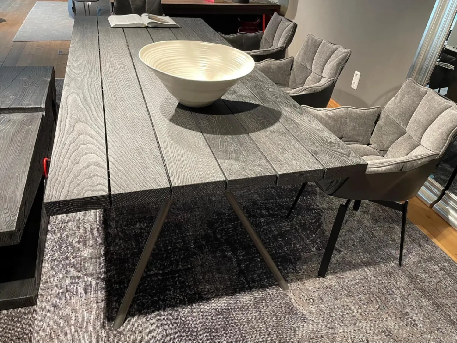 Riva1920 Esstische|Esstisch Iron Squared Eiche Vulcano Gestell Natureisen Matt Lackiert