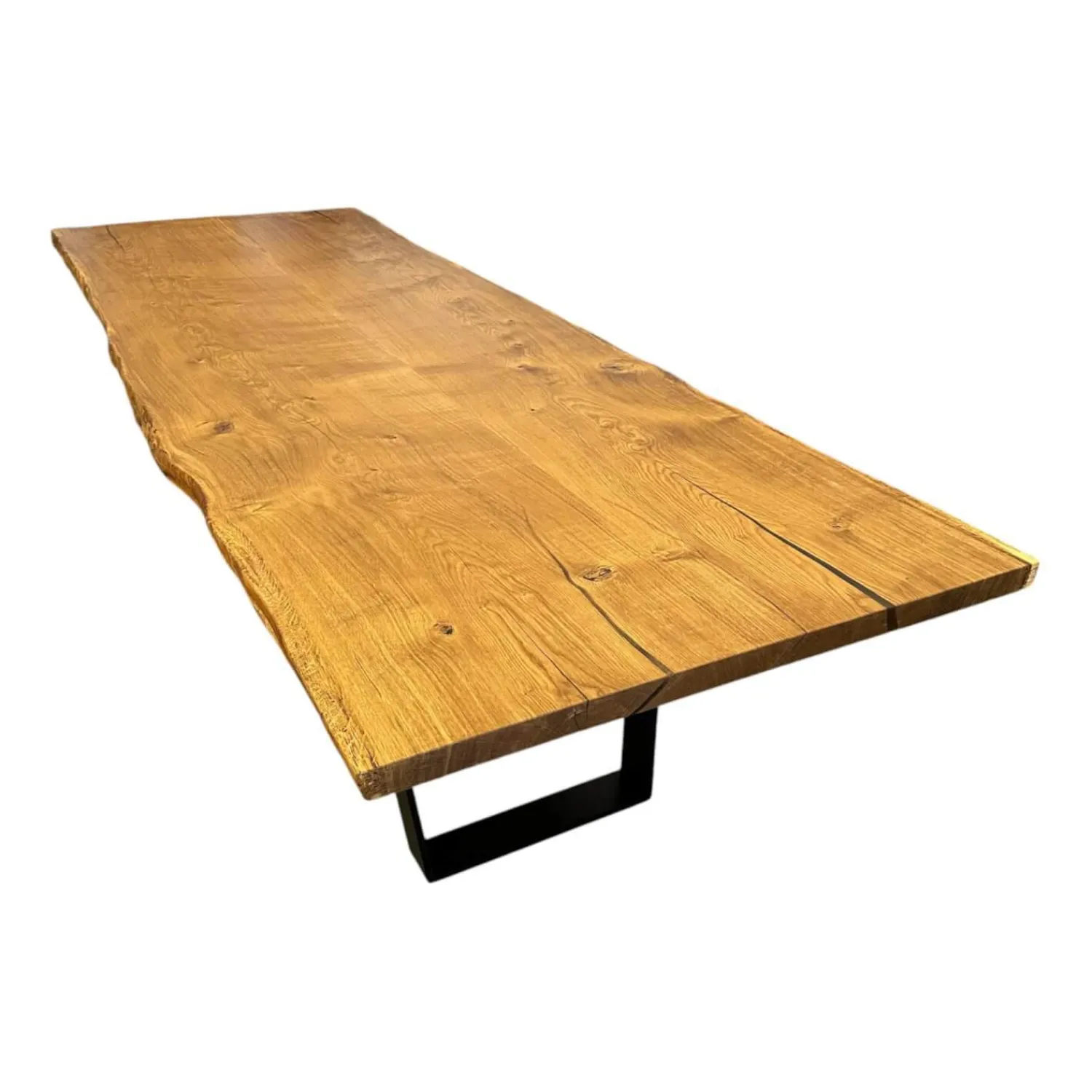 Scholtissek Esstische|Esstisch Kantara Platte Knorrige Eiche Natur Geölt Stahlkufen Schwarz Gepulvert Mit Natürlicher Baumkante