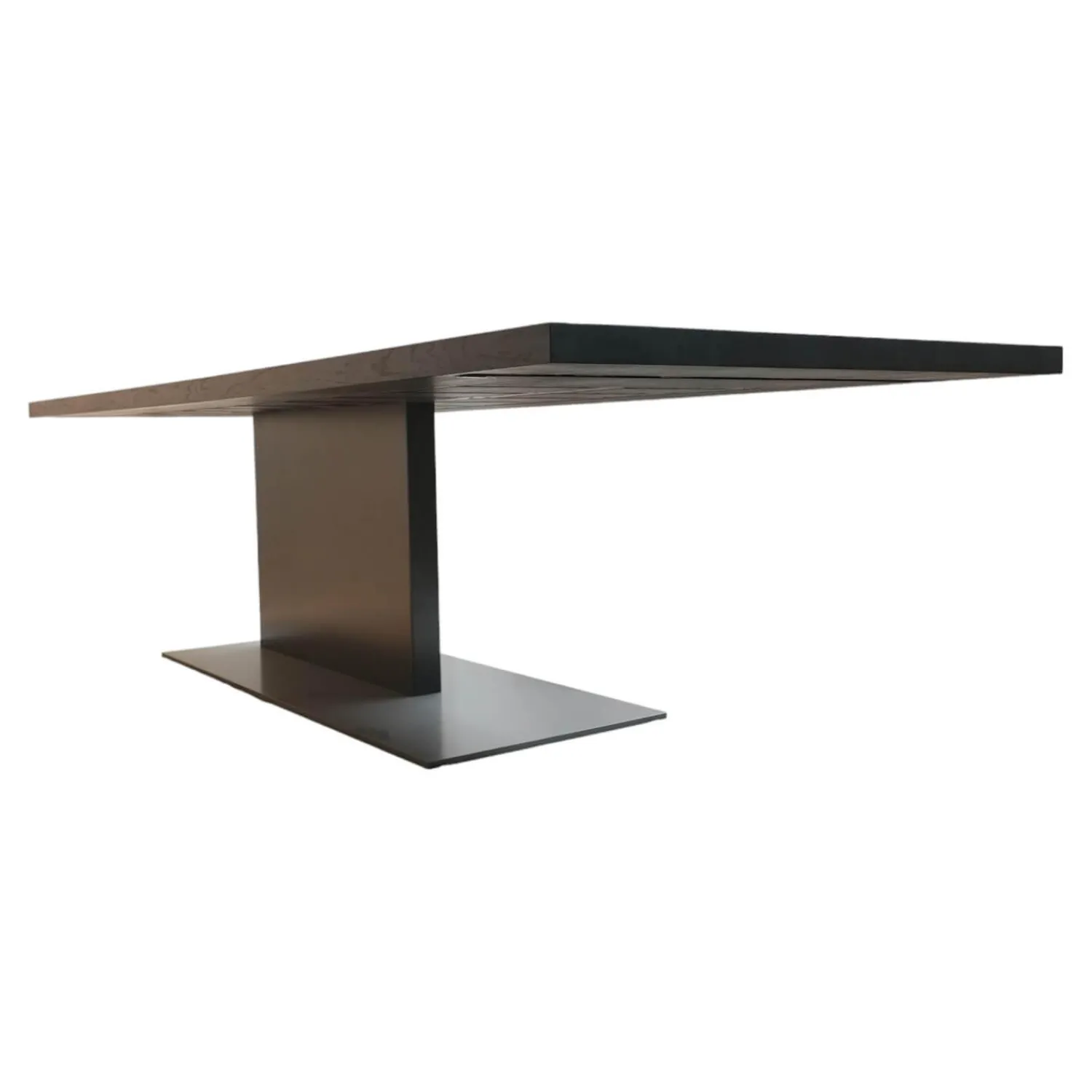 Riva1920 Esstische|Esstisch Liam Iron Platte Eiche Schwarz Pigmentiert Gestell Edelstahl Asche Grau Matt