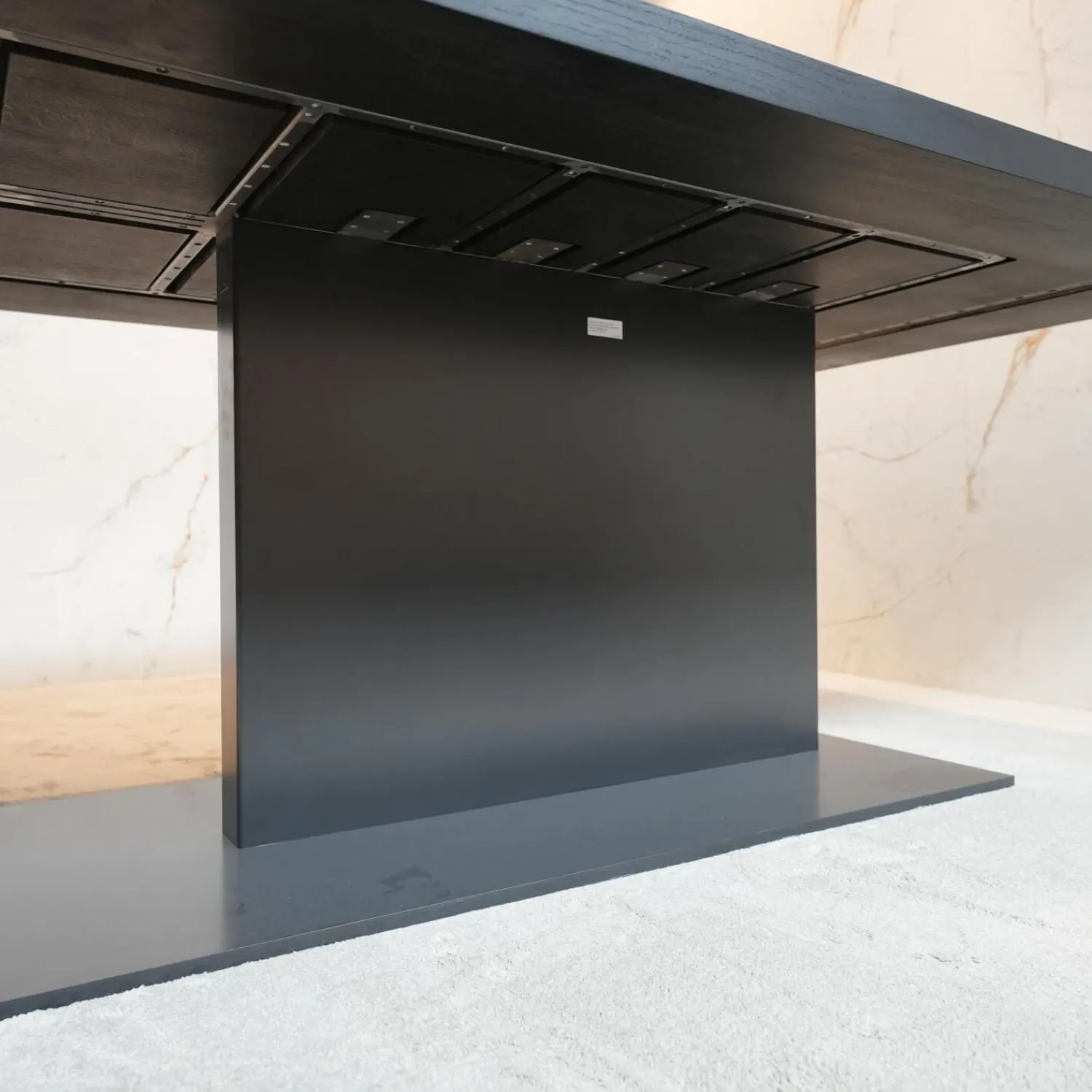 Riva1920 Esstische|Esstisch Liam Iron Platte Eiche Schwarz Pigmentiert Gestell Edelstahl Asche Grau Matt