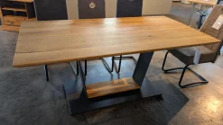 MCA Furniture Esstische|Esstisch Malambo Platte Balkeneiche Massiv Metall Schwarz Lackiert